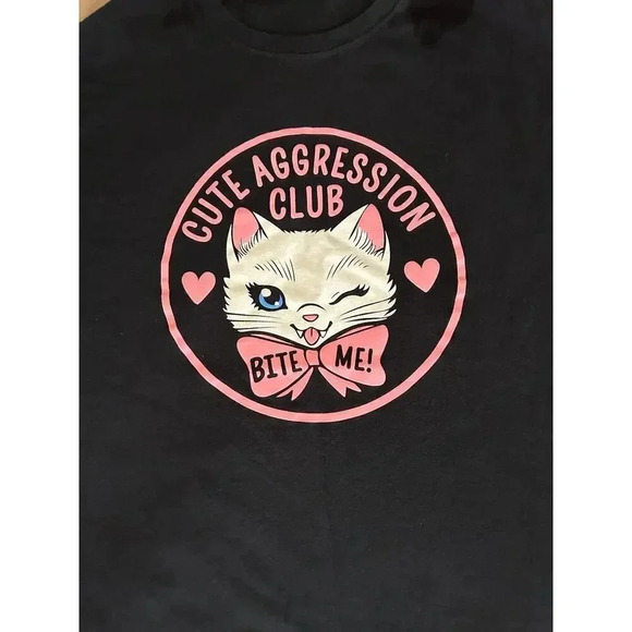 Cute Aggression Club women’s Cat Black T-Shirt size medium - Picture 4 of 4